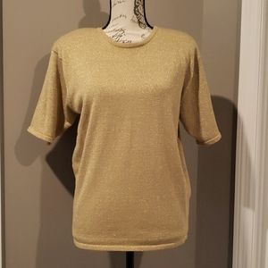 Casual Corner Gold Metallic Top Medium